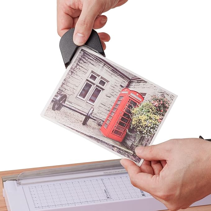 TIANSE Paper Trimmer 12” 8 to 12 Sheet Capacity Paper Cutter Guillotine with Safety Blade Lock Heavy Duty Plastic Base Paper Cutting Board for Home Office School White-DeskLoop Office