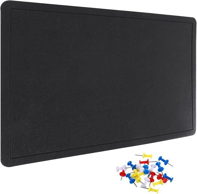 YOKIVE Felt Bulletin Board, 47 x 31.5 -Inch Foldable Decorative Pin Board Self Adhesive Felt Cork Board with 20 Pushpins, Great for Wall, Photo Display, Paste Note, Schedule(Black)-DeskLoop Office