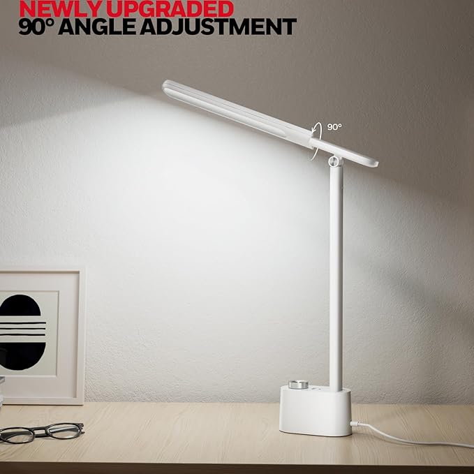 Honeywell Upgraded LED Desk Lamp - H01 Pro Sunturalux™ Foldable Desk Light with USB A+C Charging Port, 3 Color Modes Dimmable Table Lamp for Home Office Reading(White)-DeskLoop Office