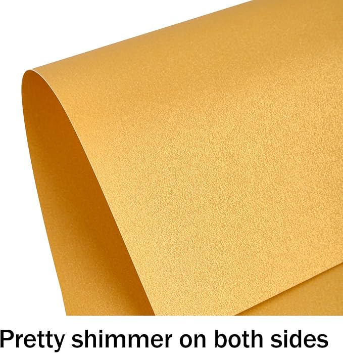 100 Sheets Gold Shimmer Cardstock 8.5 x 11 Metallic Paper, Goefun 80lb Card Stock Pearlescent Paper for Invitations, Birthday, Anniversaries, Card Making-DeskLoop Office