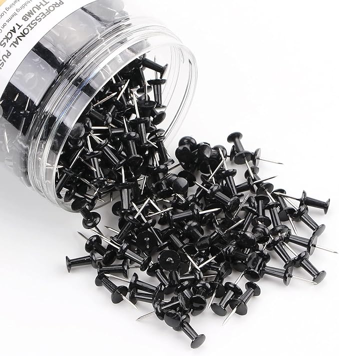 Yalis Black Push Pins 600 Count, Standard Dark Thumb Tacks for Corkboard Bulletin Board-DeskLoop Office
