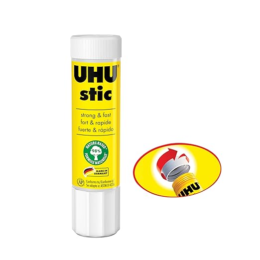 UHU All Purpose Glue Stick 12-Pack - White, Non-Toxic School Supplies, 0.74oz Strong-Bonding Permanent Adhesive, Washable Formula, Screw Cap Prevents Drying, Acid-Free Classroom Glue Sticks-DeskLoop Office