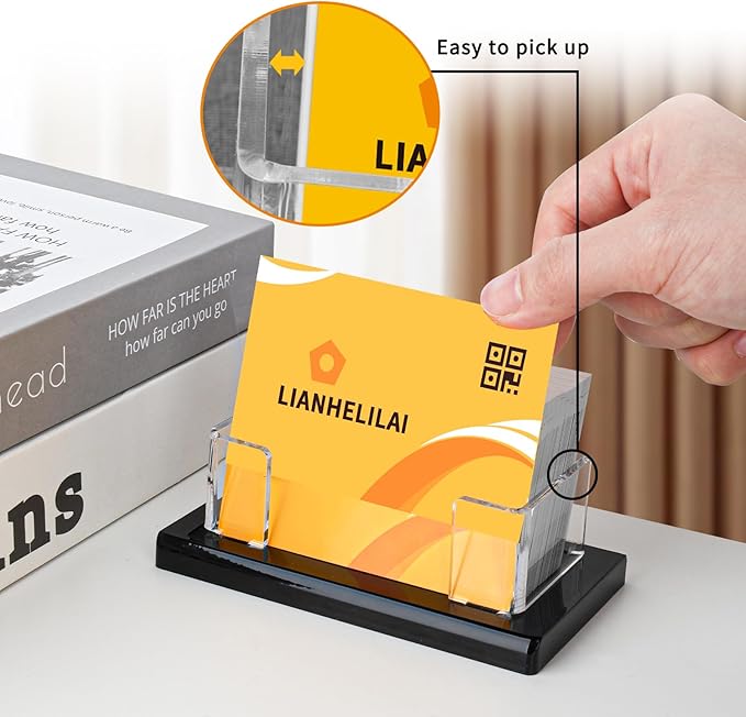 2Pack Acrylic Business Card Holder Black Enlarged Holds 120 Cards for Office/Exhibition/Restaurant Desk/Counter Display Name Card Organizer Stand-DeskLoop Office