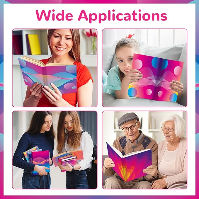 Jumbo Book Covers 8 Pack Reusable Fabric Book Cover Protective Books Covers 9 x 11 Inch Neon Stretchable Books Sleeve Cover with Label Sticker for Most Hardcover Textbooks Up to 10 x 12.5 Inch-DeskLoop Office