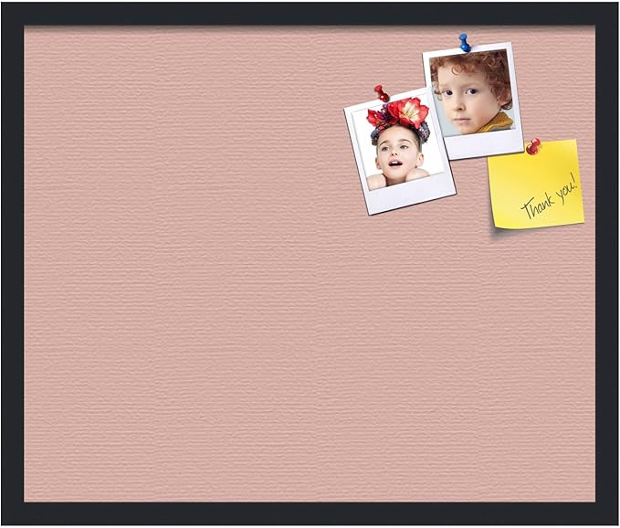 PinPix 24x20 Inch Cork Bulletin Board. This Decorative Framed Pin Board Comes with Pink Pastel Design and a Satin Black Frame. Ideal for Home Office Decor or Message Board (PinPix-1813)-DeskLoop Office