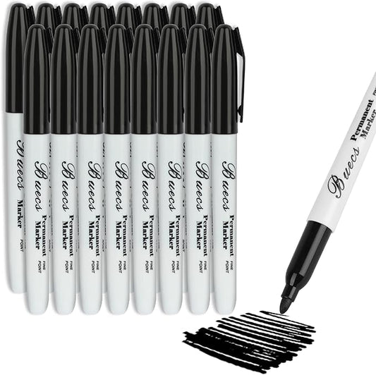 Permanent Markers, 128 Count Black Permanent Markers, Fine Point, Waterproof & Smear Proof Markers, Quick Drying, Office Supplies for School, Office, Home-DeskLoop Office