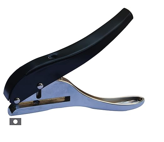 Metal Silver Hand-held 1/4 inch 6mm Round Heavy Duty Single Circle Hole Punch for ID Cards PVC Cards Badge Photos-DeskLoop Office