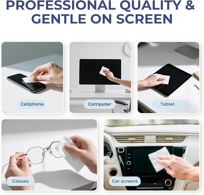 WELKIN 80 * 2 Electronics Cleaning Wipes - Non Toxic Screen Cleaner, Streak Free Touchscreen Cleaning for All Phones, Laptop, Computer, TV and Car,2 X Microfiber Cloth Included
