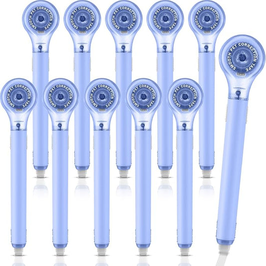 10 Pack Correction Tape Pen Correctional Ink Tape Push Pull Protective, Easy to Use Applicator for School Office Supplies, 0.2 x 236 Inch(Blue Color)-DeskLoop Office