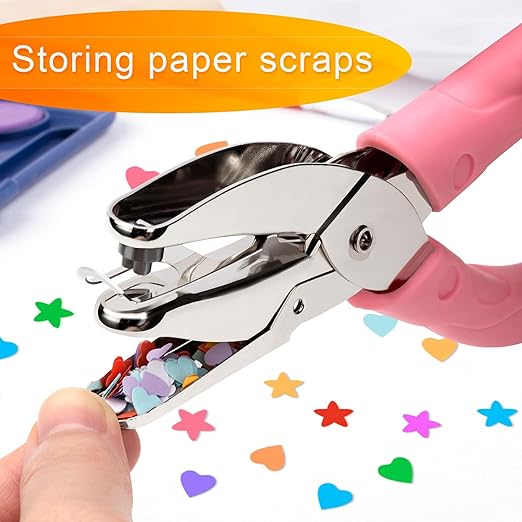 2 Pack Handheld Hole Paper Punch Kit,Single Hole Punch, Heart and Star Hole Punch-DeskLoop Office