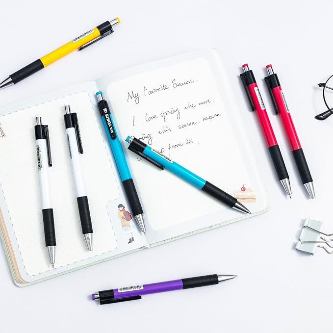 M&G 8 Pcs Retractable Ballpoint Pens, 0.7mm Medium Point Black Ink Ballpoint Pens Smooth Writing Large Capacity Pens for School & Office-DeskLoop Office