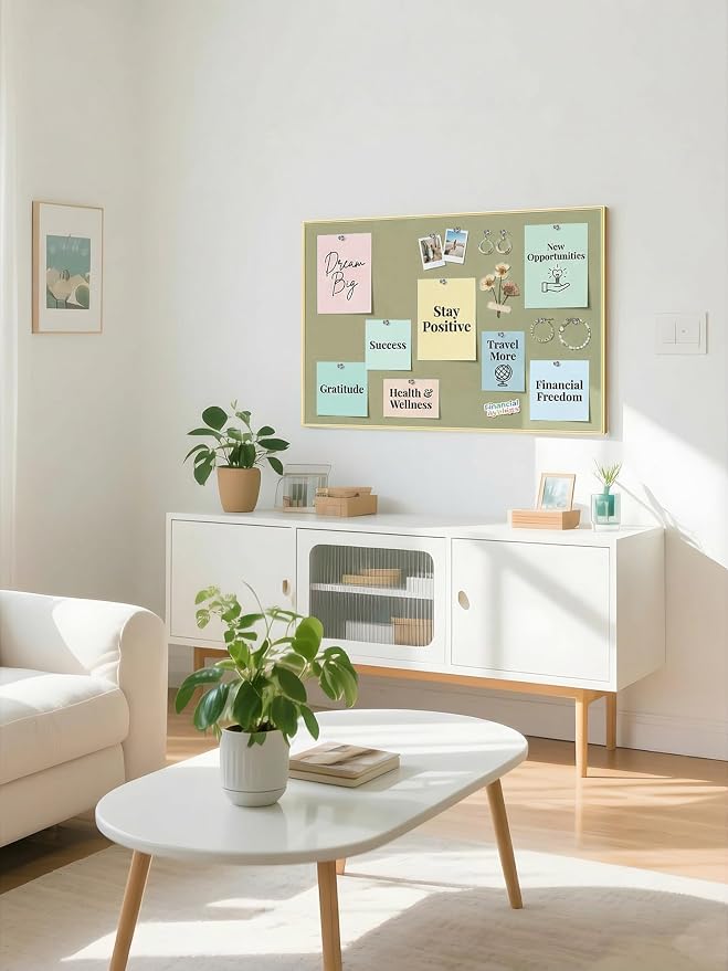 Lightomorrow Bulletin Board 30 x 20 inches, Sage Green Pin Board Vision Board - Image 10