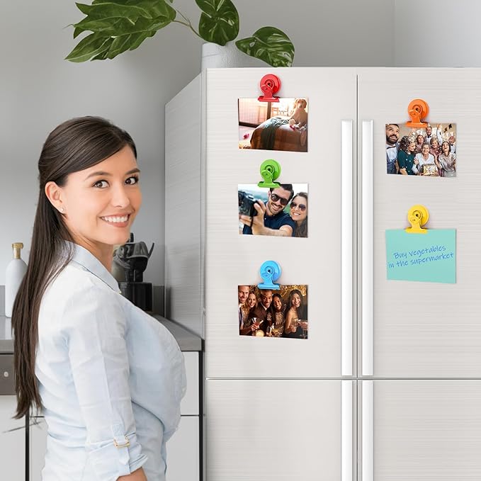 VNDUEEY 20 Pack Multicolored Magnetic Clips for Refrigerator Magnets Magnetic Clips for Fridge and Whiteboard Magnets for Home Office School-DeskLoop Office