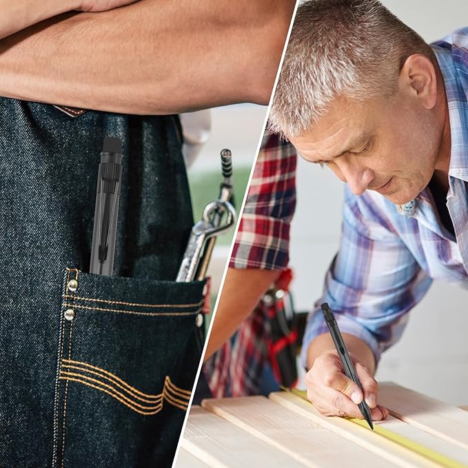 ASINNO 1.3 MM Mechanical Pencil, Weatherproof 2B Dark Lead, Heavy Duty Mechanical Pencil Woodworking Pencils with 20 Lead Refills and 4 Erasers, for Outdoor Marking Drafting Drawing Sketching-DeskLoop Office