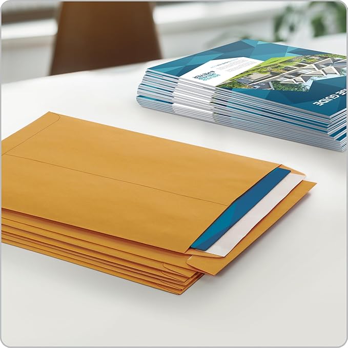 Columbian 10 x 13 Catalog Envelopes with Self Seal Closure, 28 lb Brown Kraft, for Mailing Flat Letter Size Documents or Photos, 100 Per Box (COLO335)-DeskLoop Office