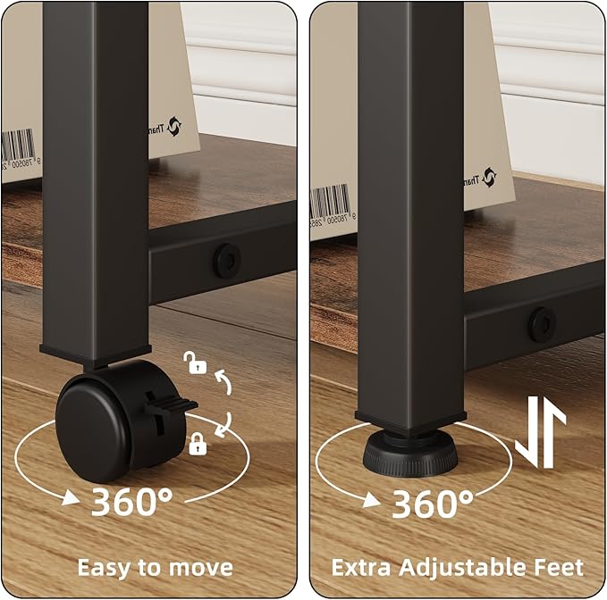 22"x15" Large Printer Stand with Storage Drawer, 2-Tier Under Desk Printer Table for Home Office, Printer Cart fit Fax Machine/3D Printer/Scanner(Brown)-DeskLoop Office