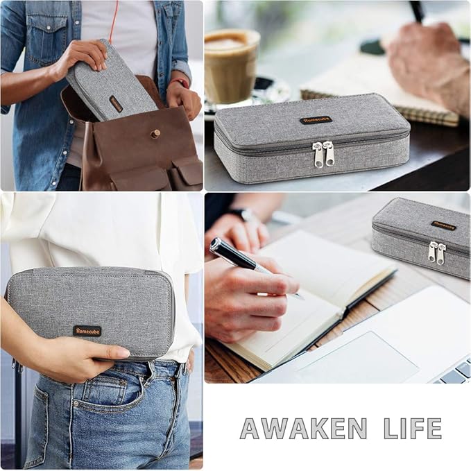 Homecube Pencil Case Capacious Pen Pencil Holder Box Makeup Pens Pouch Oxford Cloth Bag Large Storage Stationery Organizer with Zipper for School & Office - Gray-DeskLoop Office