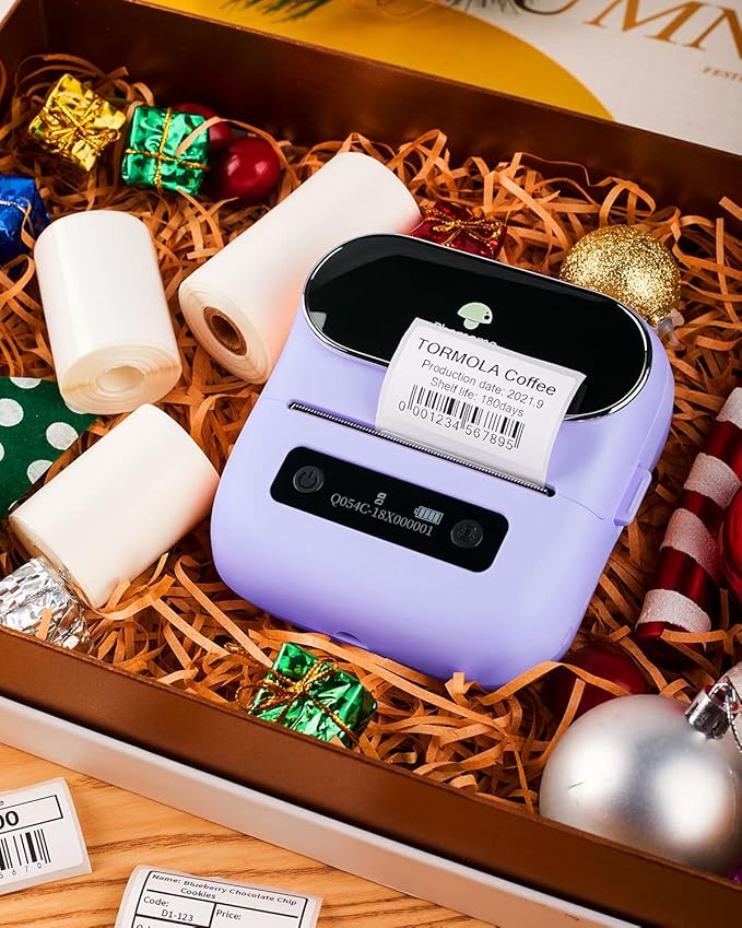 Phomemo Label Maker, Bluetooth Thermal Printer for Barcode, Address, Home, Mailing, Small Business,Clothing, Portable Label Maker Machine with 3 Label-DeskLoop Office