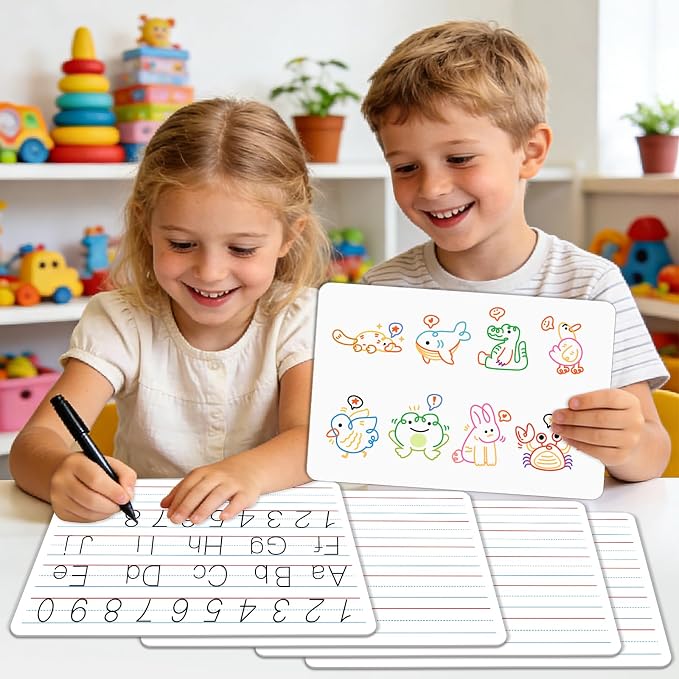 10 Pack Double-Sided Dry Erase Whiteboards, 12” x 8” –Alphabet & Number - Image 7