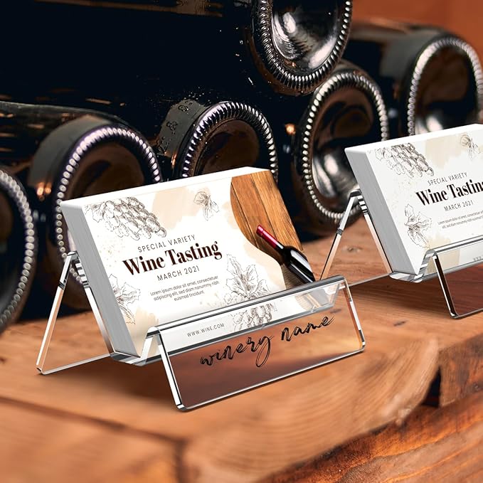 Acrylic Business Card Holder for Desk & Counter, Business Card Holder Display, Clear Business Card Stand, Business Cards Holder Stand, Desktop Plastic Name Card Organizer, 6 Pack-DeskLoop Office