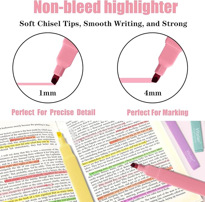 Bible Highlighters,Aesthetic Cute Highlighters Bulk,8pcs Colorful Highlighter Markers No Bleed for Office School Supplies-DeskLoop Office
