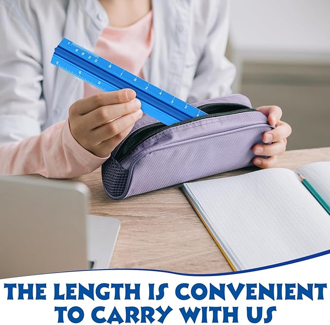 Fumete 12 Pack 6 Inch Architectural Engineering Scale Rulers Small Scale Ruler Pocket Size Scale Ruler Construction Rulers Imperial Measurements for Architects Engineering, Draftsman Drawing(Blue)-DeskLoop Office