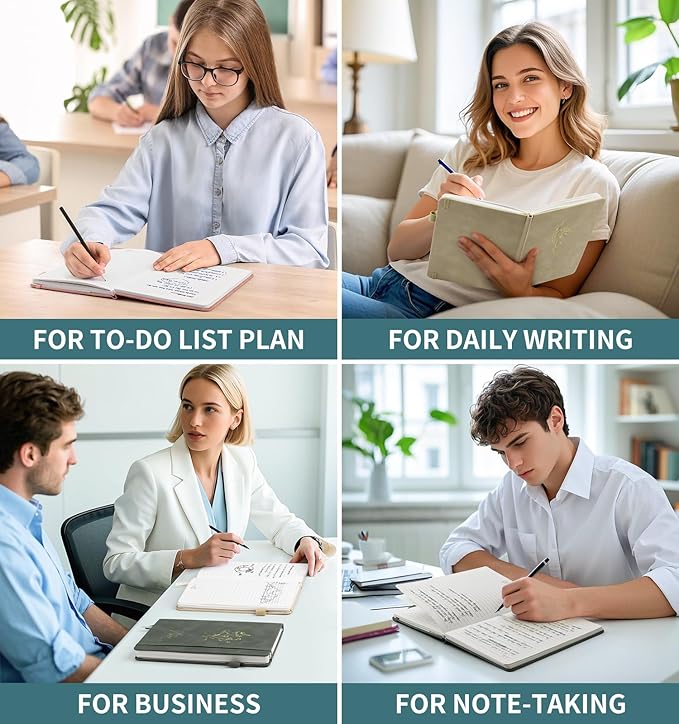 Lined Journal Notebook For Women Men, 200 Pages A5 Hardcover Leather Journals For Writing College Ruled Notebook For Work School Note Taking Business Diary Notepad 5.7'' X 8.3''- Aegean Blue-DeskLoop Office