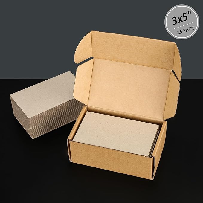 25 Pcs Book Board, Binder Board, Cover Board, Heavy Duty Chipboard for Book Binding, DIY Cardboard (Gray, 3 x 5 Inch 80PT)-DeskLoop Office