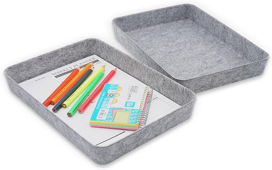 Welaxy 2-Piece Office Desk Drawer Organizer Tray Letter-Size documents A4 Paper Book File Folder Holder Storage Bins (Gray)-DeskLoop Office
