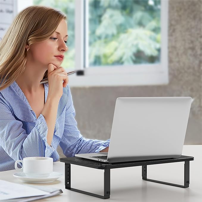 BESIGN MS01 Monitor Stand Riser, Height Adjustable Laptop Stand, Computer Monitor Stand for Monitor, Computer,Laptop,Printer (Black)-DeskLoop Office