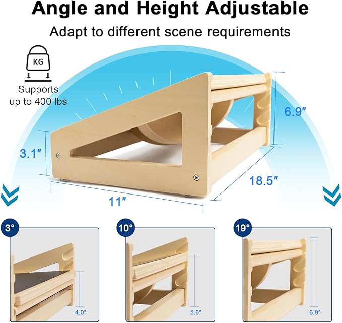 WOOD CITY Under Desk Footrest, 3 Heights Adjustable Foot Rest with Silicone Surface, 3 in 1 Non-Slip Foot Stool Improve Posture, Reduce Fatigue & Pain, Ideal for Home/Office/Gaming (Natural)-DeskLoop Office