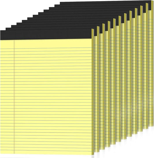 12 Pack Legal Pads 8.5" x 11" College Ruled Yellow Note Pads 8.5 x 11 Inch Micro-Perforated Notepad 600 Sheets in Total Lined Writing Paper Notebook for Office, School Supplies & To-Do Lists-DeskLoop Office