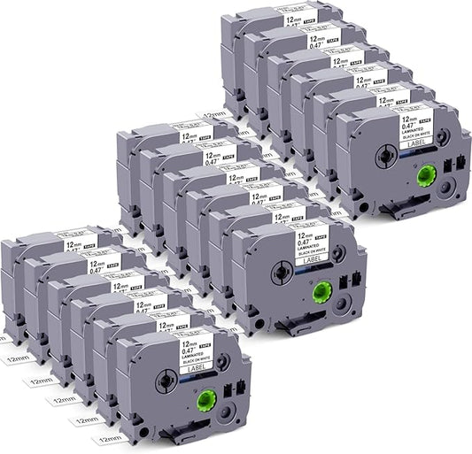 18x Compatible with Brother Label Maker Tape 12mm 1/2 Inch Laminated White TZe TZ TZe-231 P Touch Label Tape Compatible with Brother PT-D210 PT-D220 PT-D200 PT-H110 PT-2040 D610BT Tape Refill-DeskLoop Office
