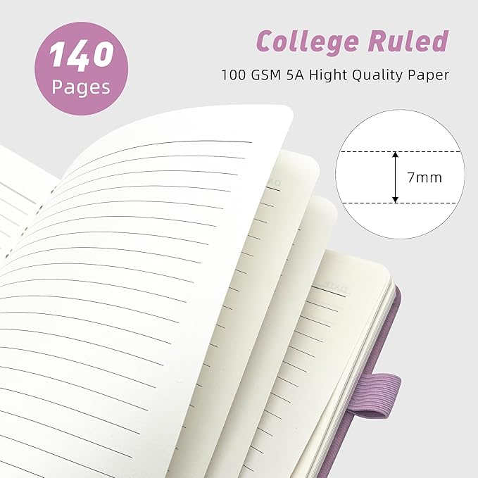 Lined Spiral Journal Notebook for Women & Men, College Ruled Hardcover Notebook for Work & Note Taking, Journals for Writing, 100 GSM, Business, School, 140 Pages, A5(5.8"x8.5") - Pink-DeskLoop Office