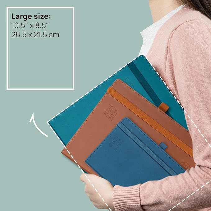 POPRUN Planner 2025-2026 (Large - 8.5'' x 10.5'') Academic Weekly Calendar (July 2025 - June 2026) with Hourly Time Slots, Monthly Tabs, 100GSM Thick Papers, Leather Soft Cover - Purple-DeskLoop Office