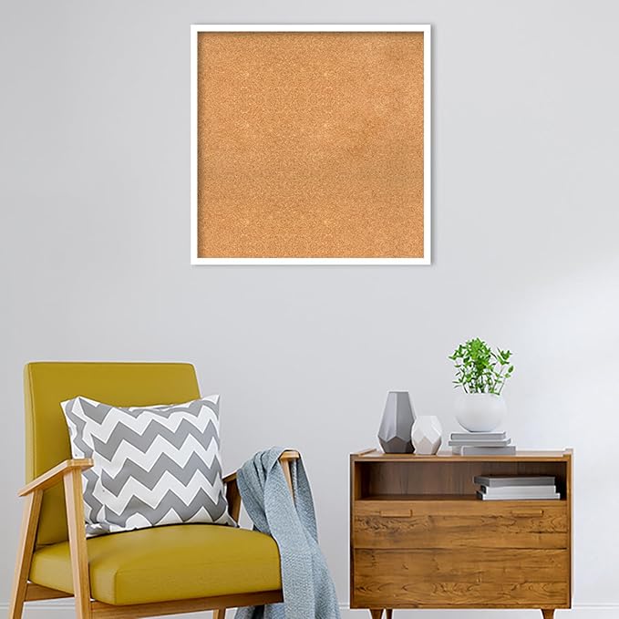 Amanti Art Natural Cork Board for Wall, 29x29 Vision Board with White Frame, Large Corkboard Office Decor for Home Organization, Modern Corkboard Pinboard to Display Items for Home Organization in-DeskLoop Office