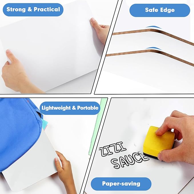 Dry Erase Lapboards, HERKKA 25 Pack Double Sided Small Dry Erase Whiteboards 9 x 12.5 Inch with 25 Erasers, Small Dry Erase Boards for Classroom Teacher Supplies, Personal White Boards for Students-DeskLoop Office