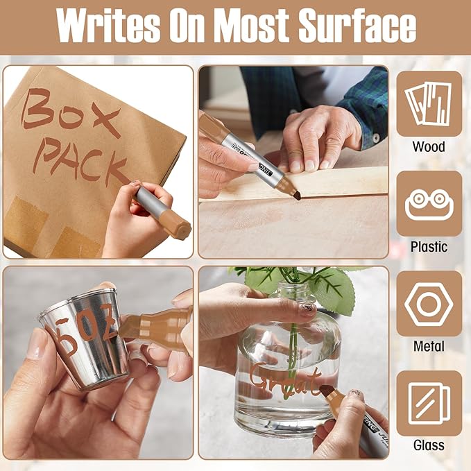 Fuutreo 10 Pack Jumbo Permanent Markers Bulk Large Chisel Tip Permanent Markers Quick Drying Waterproof Big Huge Poster Pens for Office, Logistics Company and More(Brown)-DeskLoop Office