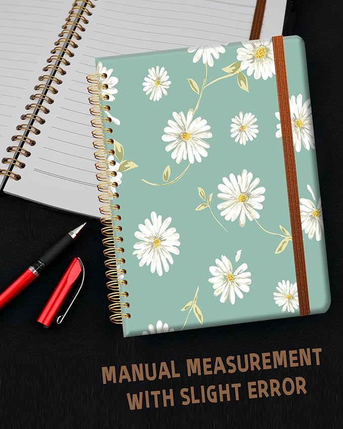 Ruled Spiral Writing Notebook,A5 Hardcover Lined College Journal for Women Lady,Fashion Puppy Watercolor Strong Twin-Wire Binding with Premium Paper,8.4" X 6",Perfect for School,Office,Home Gifts(Beautiful Daisy)-DeskLoop Office