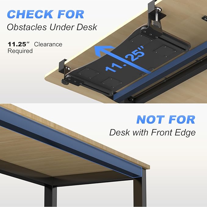 suptek Keyboard Tray Under Desk Pull Out with C Clamp Mount, Computer Keyboard & Mouse Tray, 25.6 (30 Including Clamps) x 11.8 inch Slide-Out Platform Computer Drawer for Typing, DSF1C-DeskLoop Office