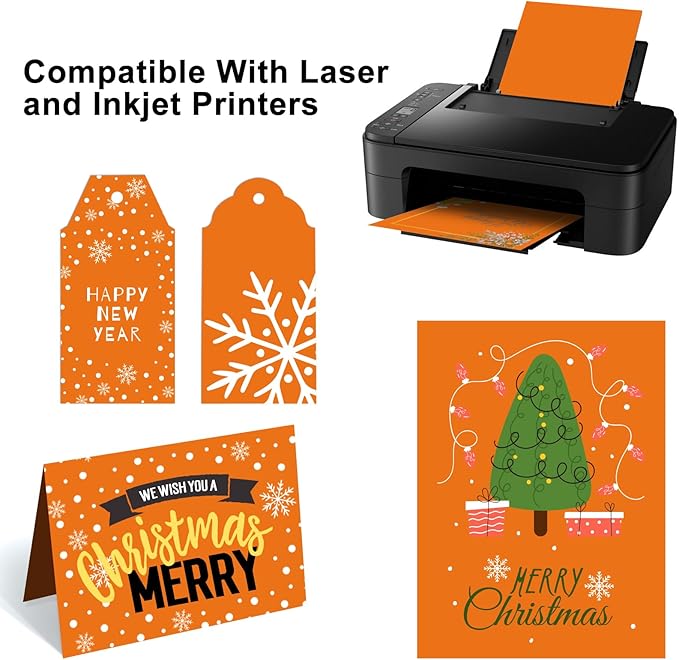 OcePor 100 Sheets Orange Cardstock Paper, Colored Printer Paper 8.5 x 11, Thick Construction for Cards Making, Scrapbook,Office Printing, Invitations, Certificates,DIY Crafting 92 lb/250gsm-DeskLoop Office