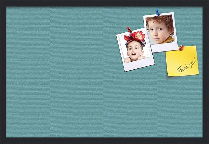PinPix 30x20 Inch Cork Bulletin Board. This Decorative Framed Pin Board Comes with Aqua Pastel Design and a Satin Black Frame. Ideal for Home Office Decor or Message Board (PinPix-1806)-DeskLoop Office