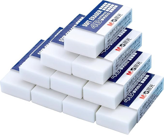M&G 30 Pack Large Erasers Pencil Erasers, 4B White Rubber Eraser Rectangular Bulk for Kids School Students Office, Art Erasers for Drawing-DeskLoop Office