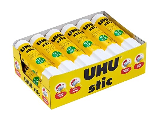 UHU All Purpose Glue Stick 12-Pack - White, Non-Toxic School Supplies, 0.74oz Strong-Bonding Permanent Adhesive, Washable Formula, Screw Cap Prevents Drying, Acid-Free Classroom Glue Sticks-DeskLoop Office