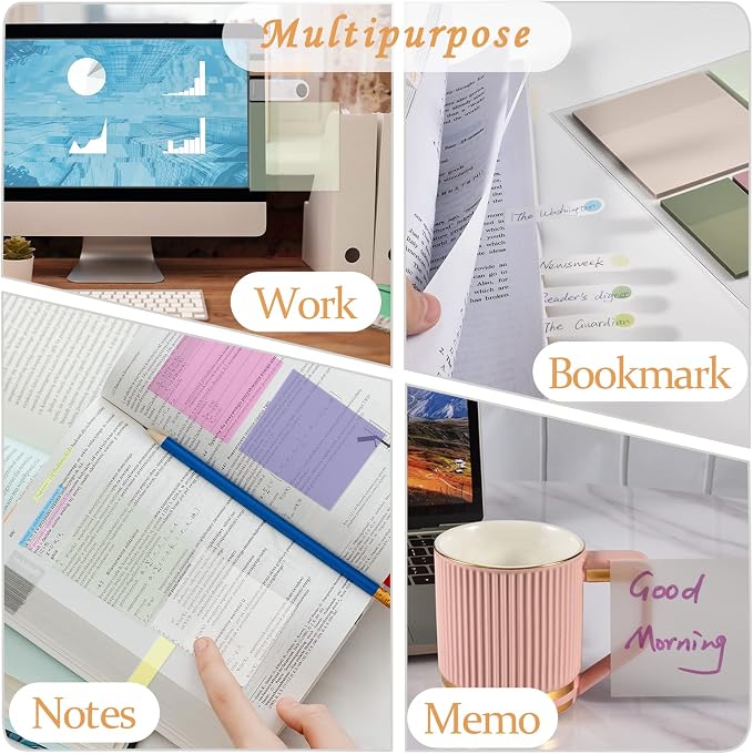 BAYTORY 700 Sheets Transparent Sticky Notes, Self-Adhesive Translucent Writable - Image 7