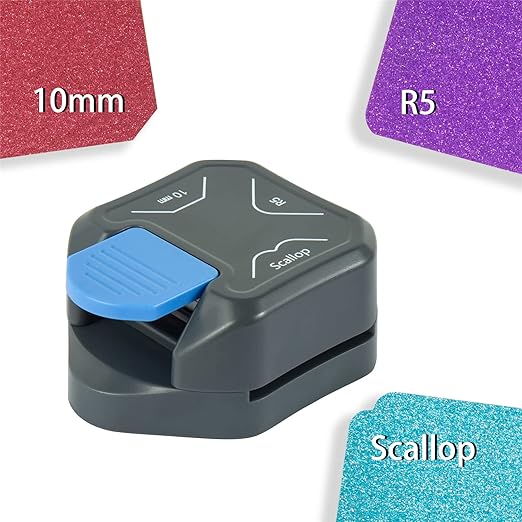 QIQQIKIN Corner Cutter 3 in 1 (R5+10MM+Scallop) Edge Rounder Punch, Paper Corner Punches for Paper Crafts, Picture Photo Clipper Laminating Scrapbook Chomper Business Card Making Junk Journal Supplies-DeskLoop Office