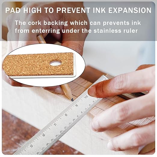 Metal Ruler 6 Inch 12 Inch Stainless Steel Metal Ruler with Cork Backing, Non-Slip Rulers with Inch and Centimeters, Straight Edge Cork Base Rulers for Student School Office Drafting Tools-DeskLoop Office