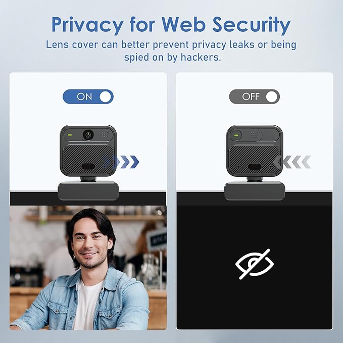 4K Webcam with 2 Microphone, Wide Angle PC Cameras with Mirror & Flip Funtion, Remote, Precise Focus, Privacy Cover, Tripod, Great for Computer, Zoom, OBS, Teams, Laptop, Personal Video Calling-DeskLoop Office