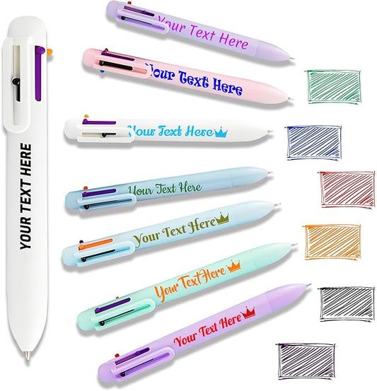 Custom 6-In-1 Multicolor Ballpoint Pen 0.5mm Tip Personalized Pens with Text Logo Name Printed Customized Pens Gift for Businesses School Office Employee Exhibition, 280PCS-DeskLoop Office