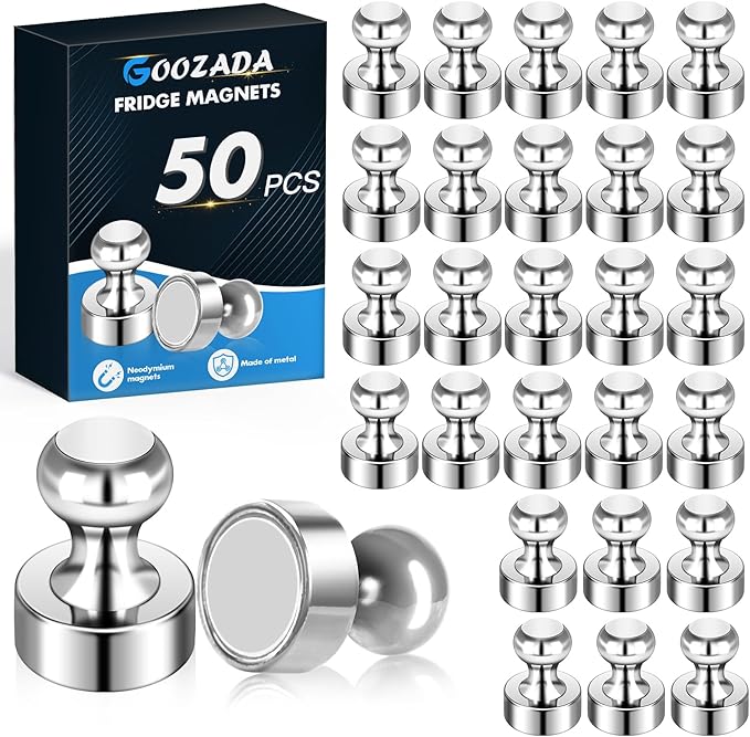 50Pack Magnets for Whiteboard,Strong Silver Refrigerator Magnets,Fridge Magnet,Map Magnets,Small Push Pin Magnet for Whiteboard,Fridge,Office,Classroom-DeskLoop Office